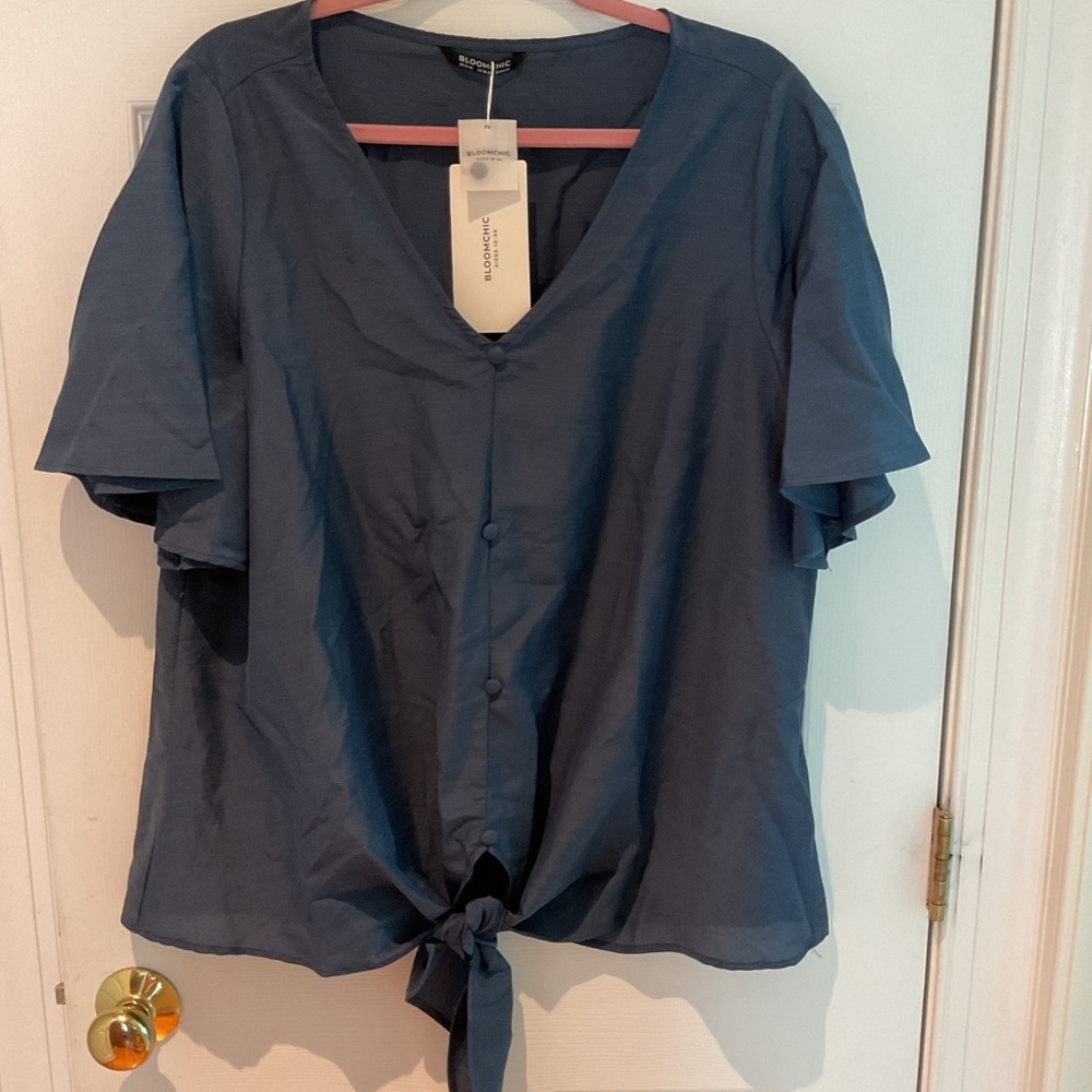 Elegant Blue Women's Top  Bbomchic sz 12-14